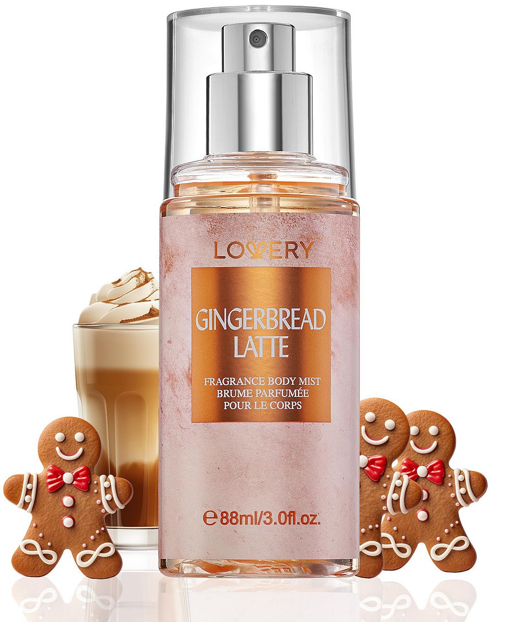 Lovery Gingerbread Latte Body Mist Spray, Warm Gourmand Fragrance with Gingerbread, Latte and Vanilla Notes, 3 fl oz