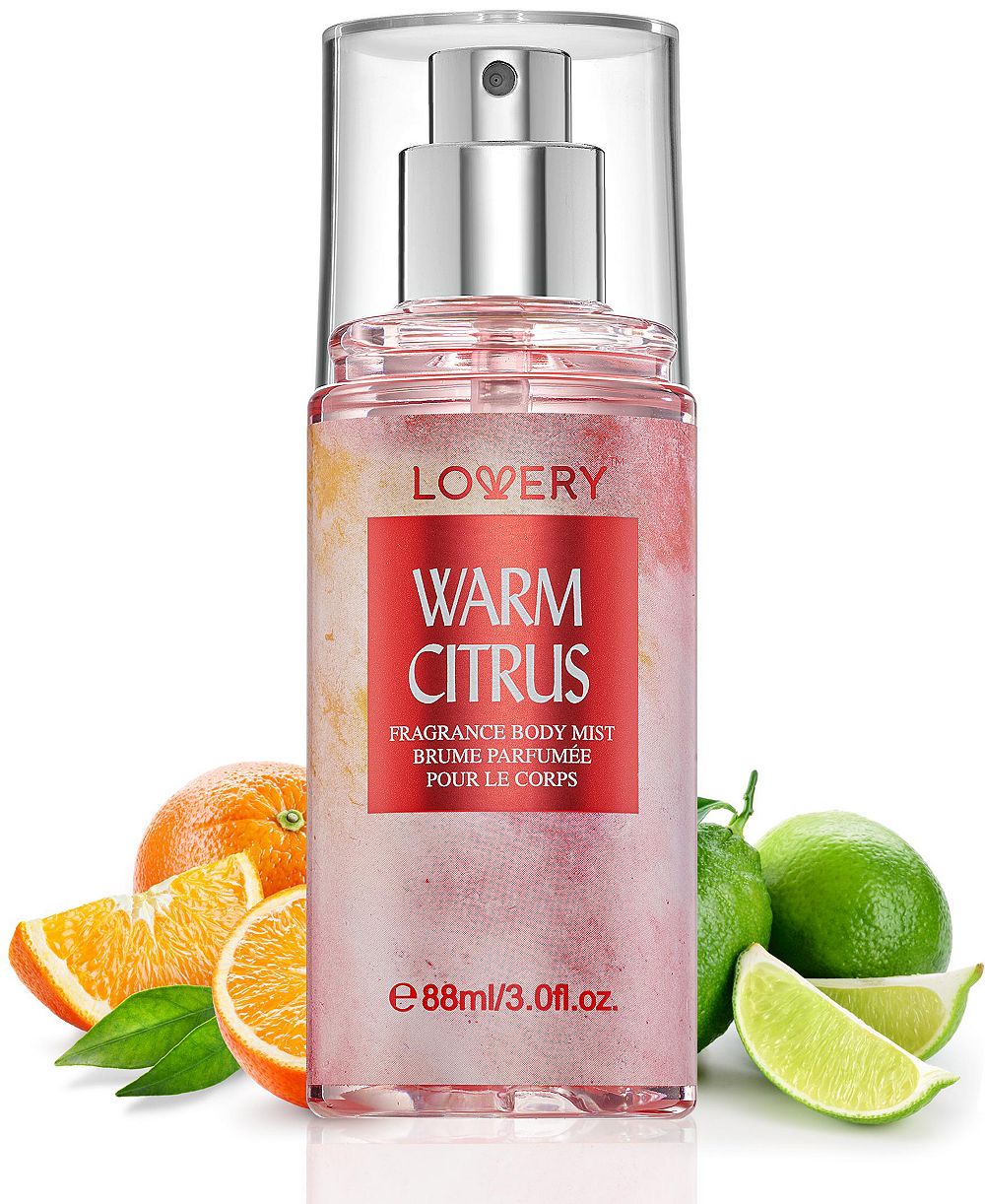 Lovery Warm Citrus Body Mist Spray, Fresh Citrus Fragrance with Orange, Mandarin, Lemon, Neroli, Jasmine and Vanilla Notes, 3 fl oz