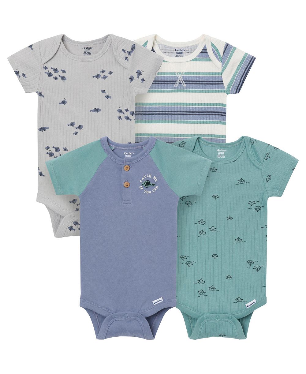 Gerber Baby Boys 3-6 to 24M Short Sleeve Bodysuits 4-Pack Set