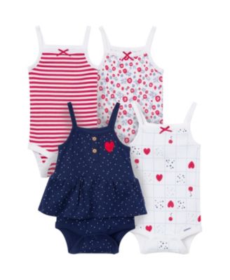 Gerber Baby Girls 0-3M to 24M Americana Sleeveless Bodysuits 4-Pack Set
