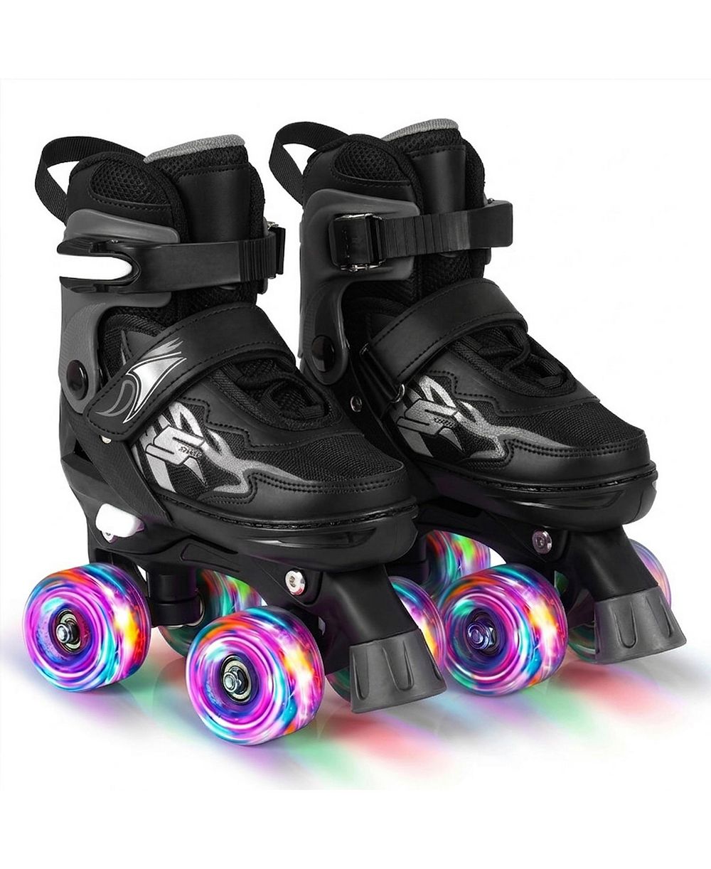 HONGGE Kids Quad Roller Skates with LED Wheels and Breathable Mesh Lining, Ages 5-7