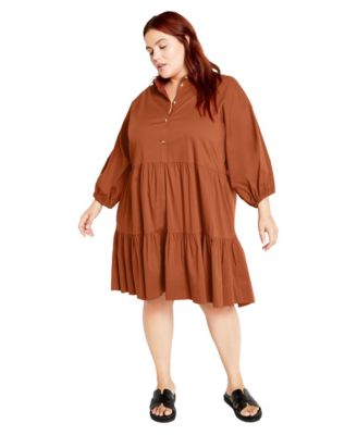CITY CHIC Plus Size Kiara Tiered Cotton-Blend Dress