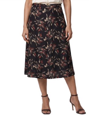 NY Collection Petite High-Waisted A-Line Midi Skirt