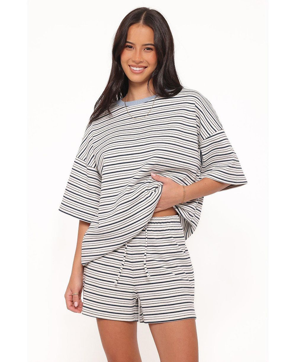 Petal and Pup Women's Hellen Stripe Oversized Top and Shorts, 2-Piece Set