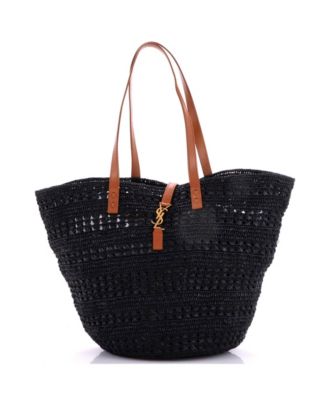 Pre-Owned Saint Laurent Medium Monogram Panier Basket Tote Woven Raffia