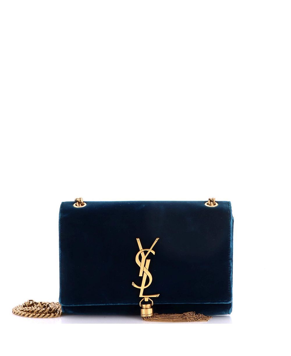 Pre-Owned Saint Laurent Small Classic Monogram Tassel Crossbody Bag Velvet