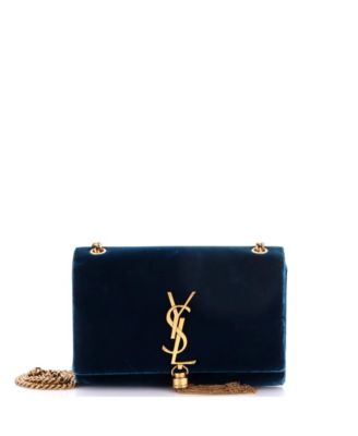 Pre-Owned Saint Laurent маленькая сумка через плечо с классическим монограммным тиснением и кисточкой, бархат