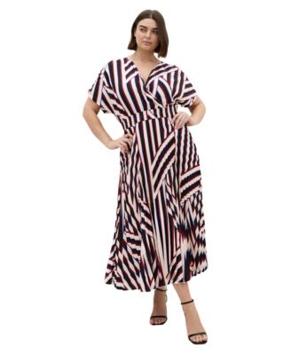 CITY CHIC Plus Size Eloisa Striped Short-Sleeve V-Neck Dress