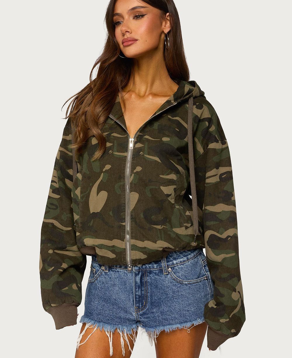 Edikted Women's Blanche Camo Hooded Jacket