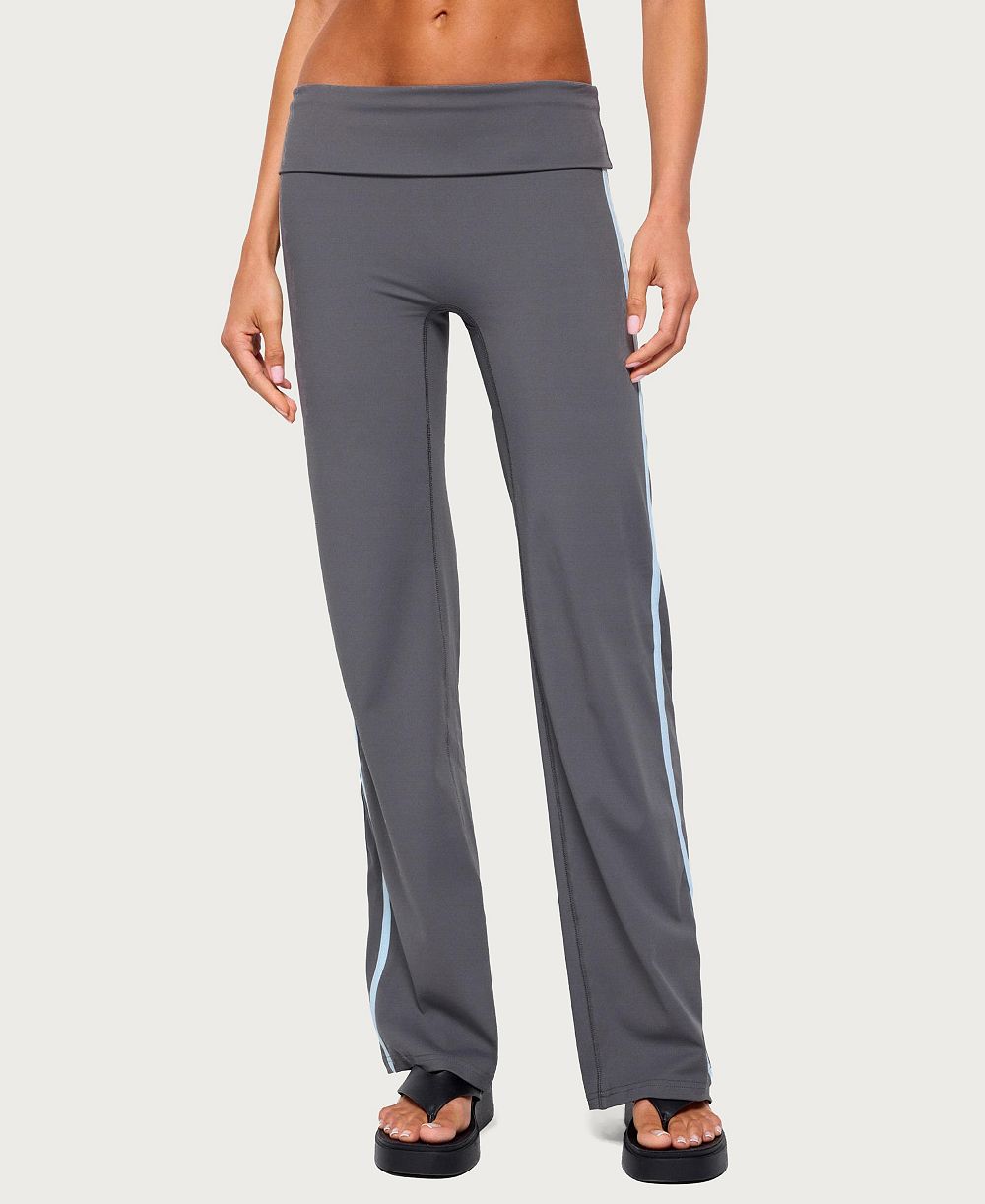 Edikted Women's Anica Stripey Mid Rise Foldover Pants