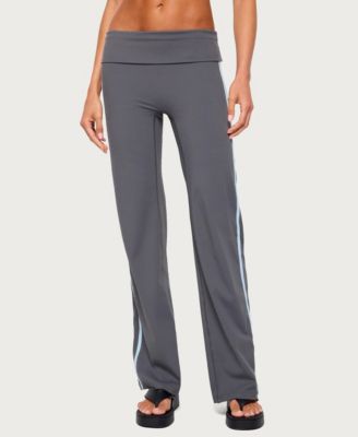 Edikted Women's Anica Stripey Mid Rise Foldover Pants