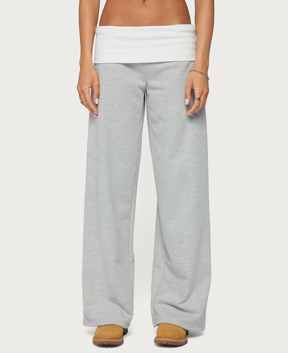 Edikted Women's Idha Contrast Foldover Baggy Sweatpants