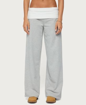 Edikted Women's Idha Contrast Foldover Baggy Sweatpants