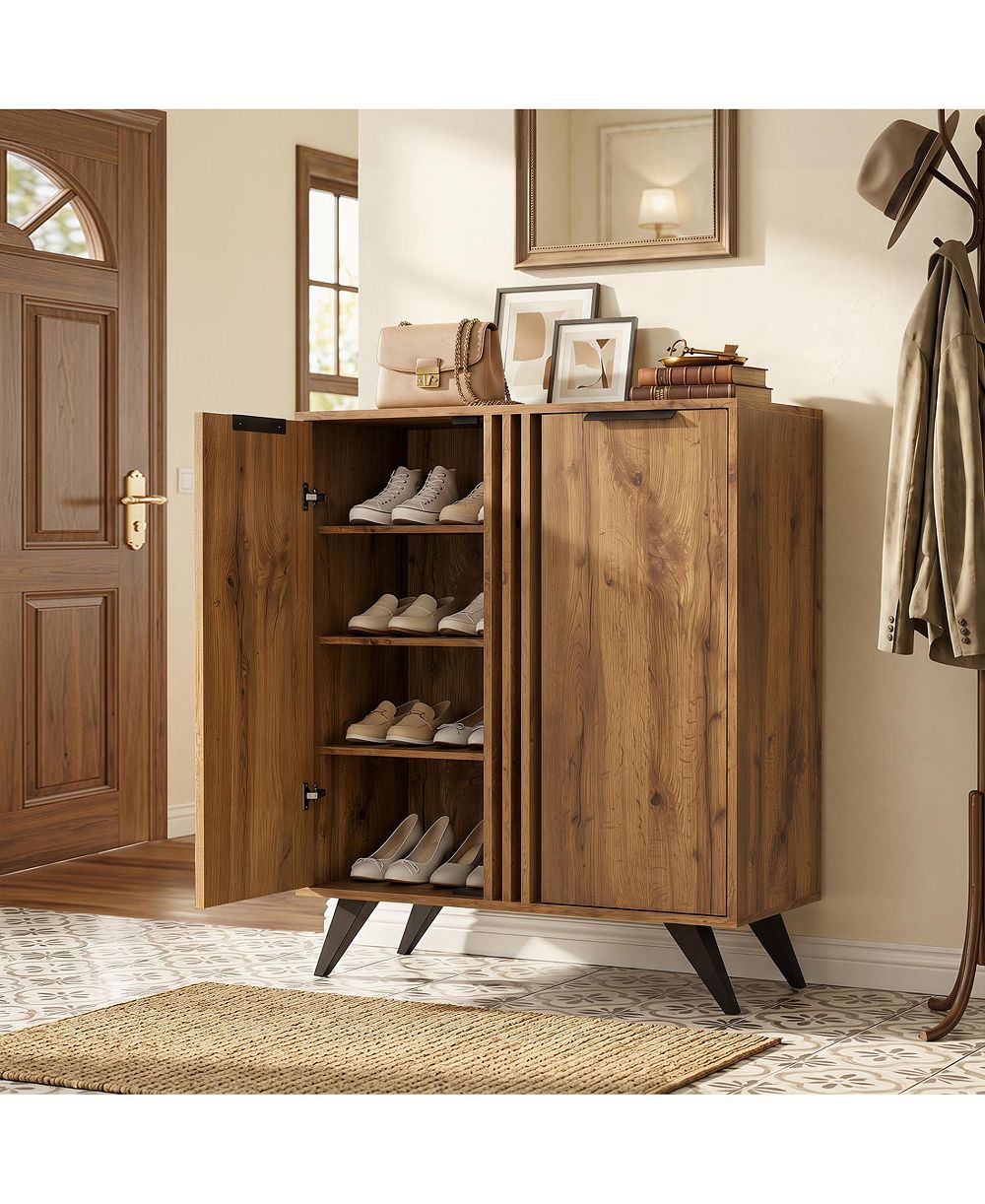 Boyel Living Shoe Cabinet with 2 Doors, 4-Tier Freestanding Hidden Shoe Organizer with Ventilation