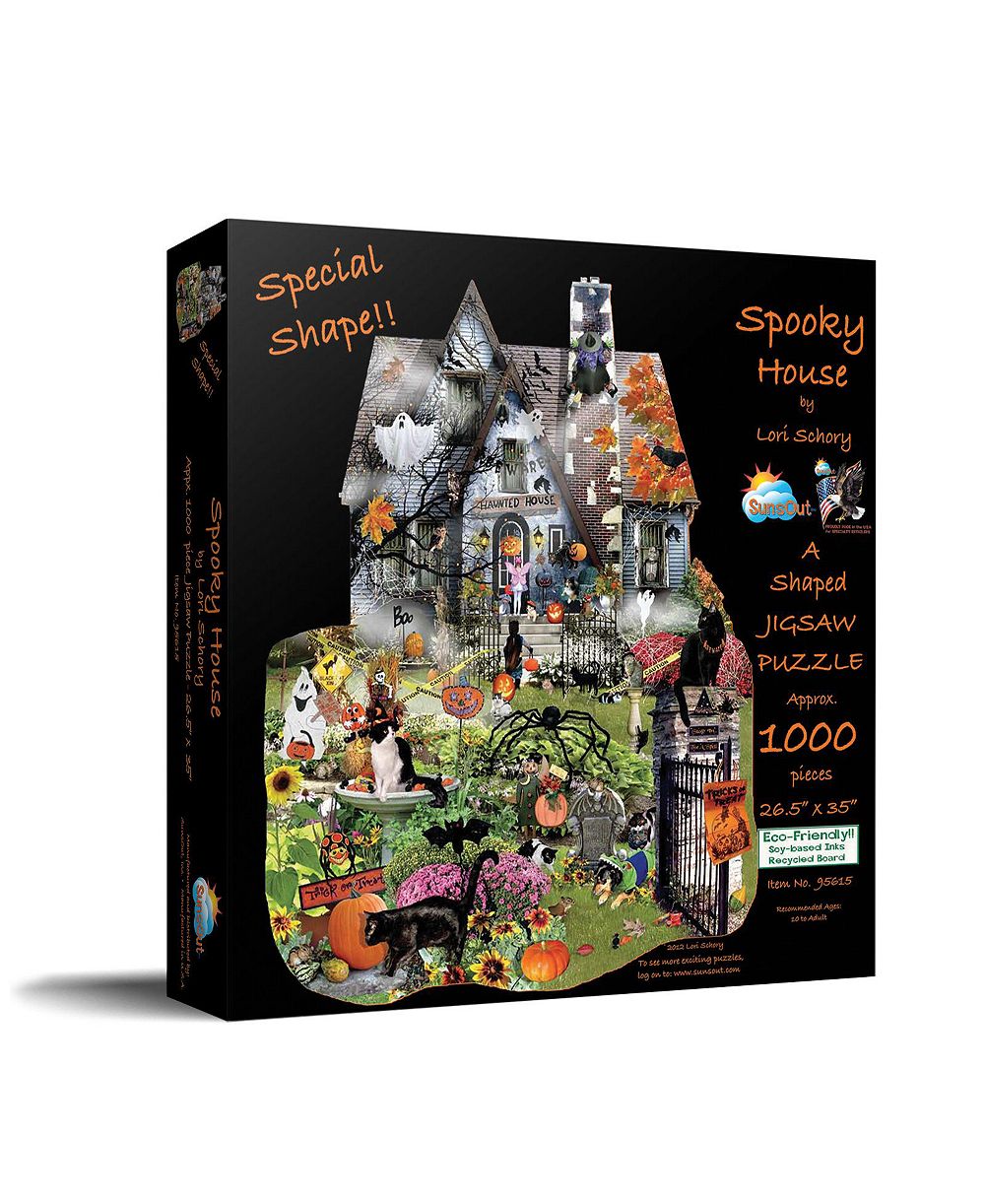 SunsOut Spooky House 1000 Piece Special Shape Halloween Jigsaw Puzzle, Ages 15+
