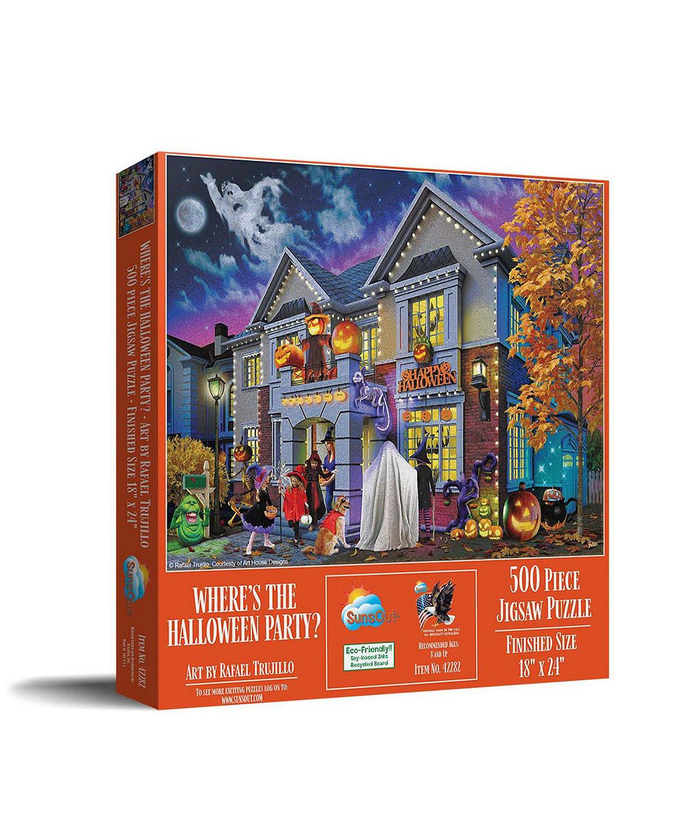 SunsOut Where's the Halloween Party 500-Piece Jigsaw Puzzle, Ages 15+