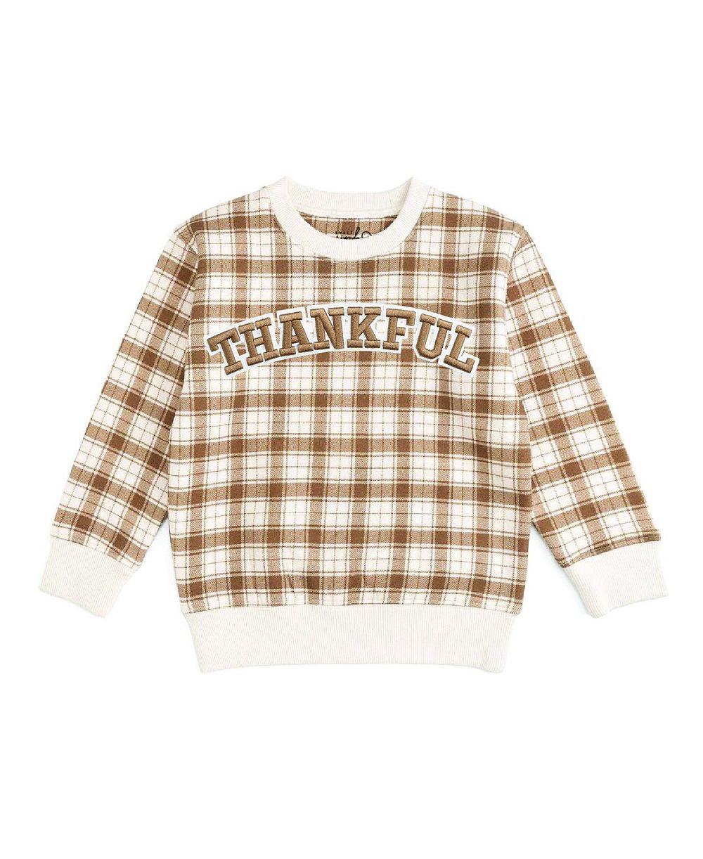 Sweet Wink Boys' 4-20 Thankful Patch Crewneck Long-Sleeve Thanksgiving Sweatshirt