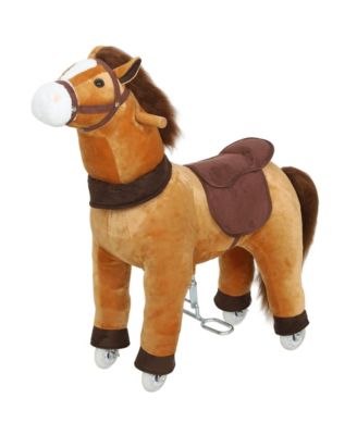 SEVORLEY Wheeled Plush Ride-On Horse, Ages 3-5