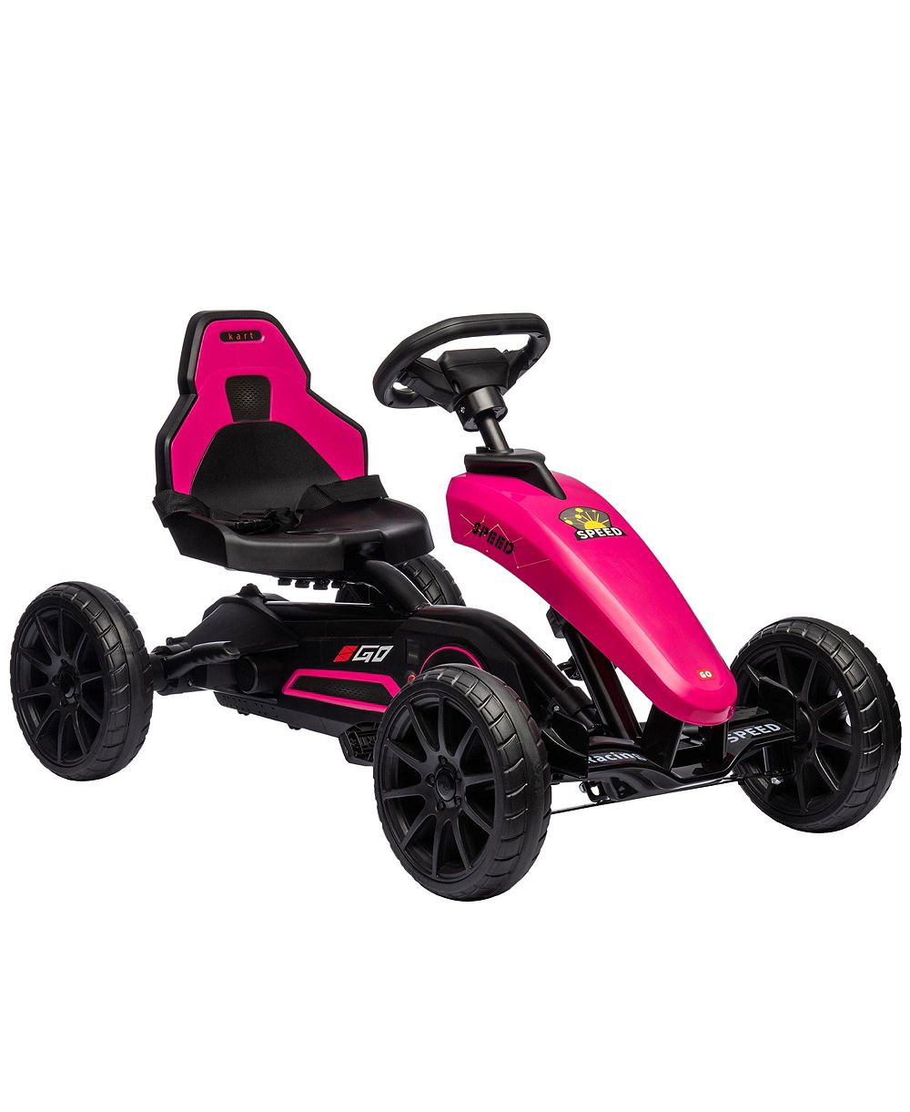 SEVORLEY Kids Go-Kart with Adjustable Seat and Enclosed Chain, Ages 3-8