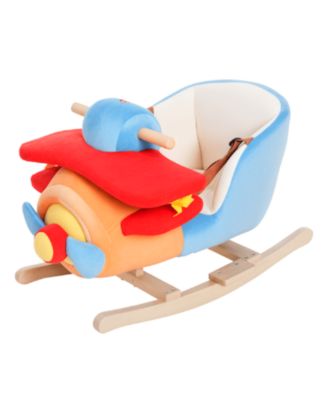 SEVORLEY Plane Wood Rocking Ride-On Toy with Lullaby, 18 Months+
