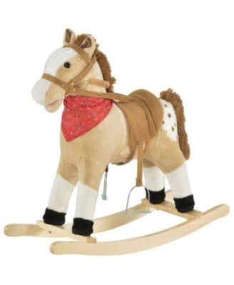 Sevorley Plush Rocking Ride-On Toy with Sound Button, Ages 1.5-3