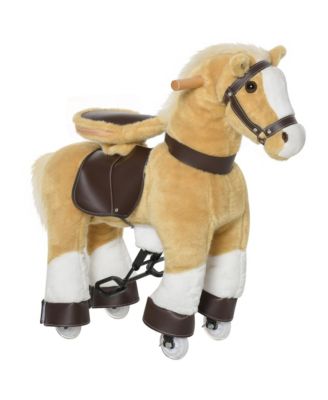 SEVORLEY Wheeled Ride-On Horse with Steering Handle, Ages 3-8
