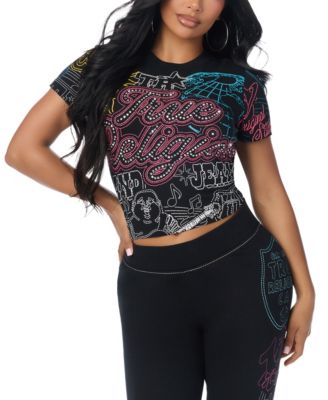 True Religion Women's Baby Graphic Cropped Crewneck T-Shirt