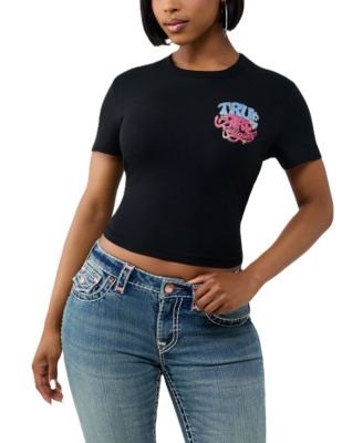 True Religion Women's Baby Graphic Crewneck Crop Top
