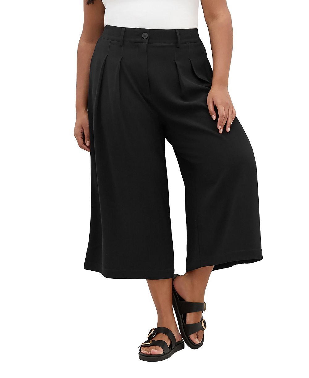 CITY CHIC Plus Size Abbie High-Waisted Wide-Leg Cropped Pants