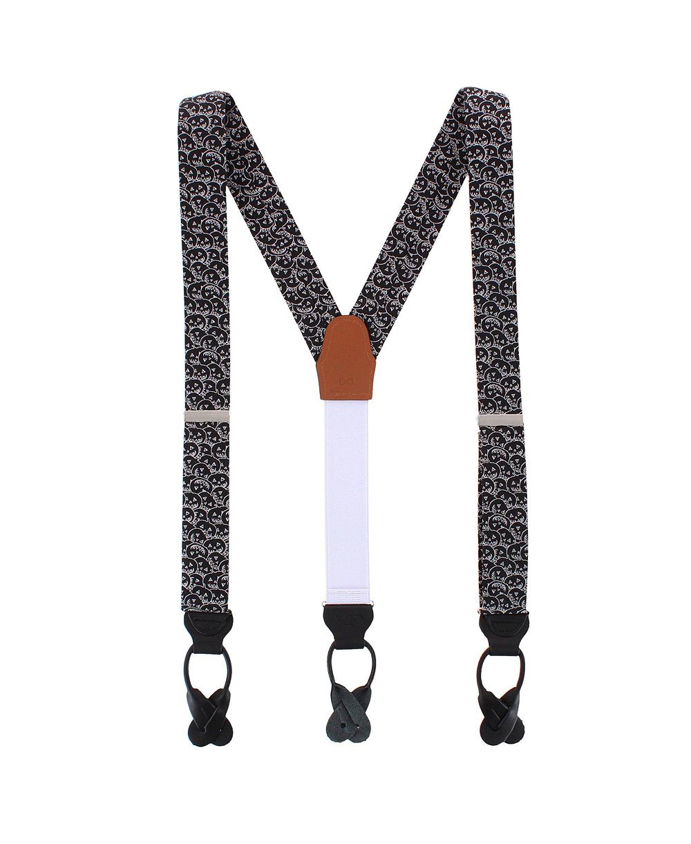 TRAFALGAR Halloween Silk-Blend Jack O'Lantern Smiley Button-End Suspenders