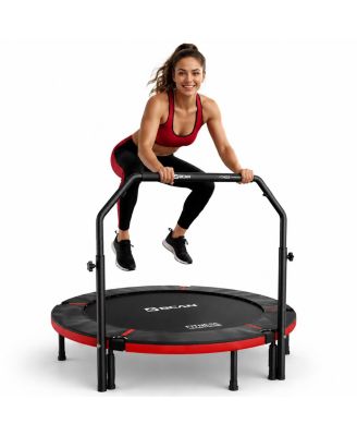 BCAN SP3 40 Inch Foldable Mini Trampoline with U Shape Adjustable Foam Handle Adult Rebounder Trampoline Indoor Fitness Workout Max Load 330LBS