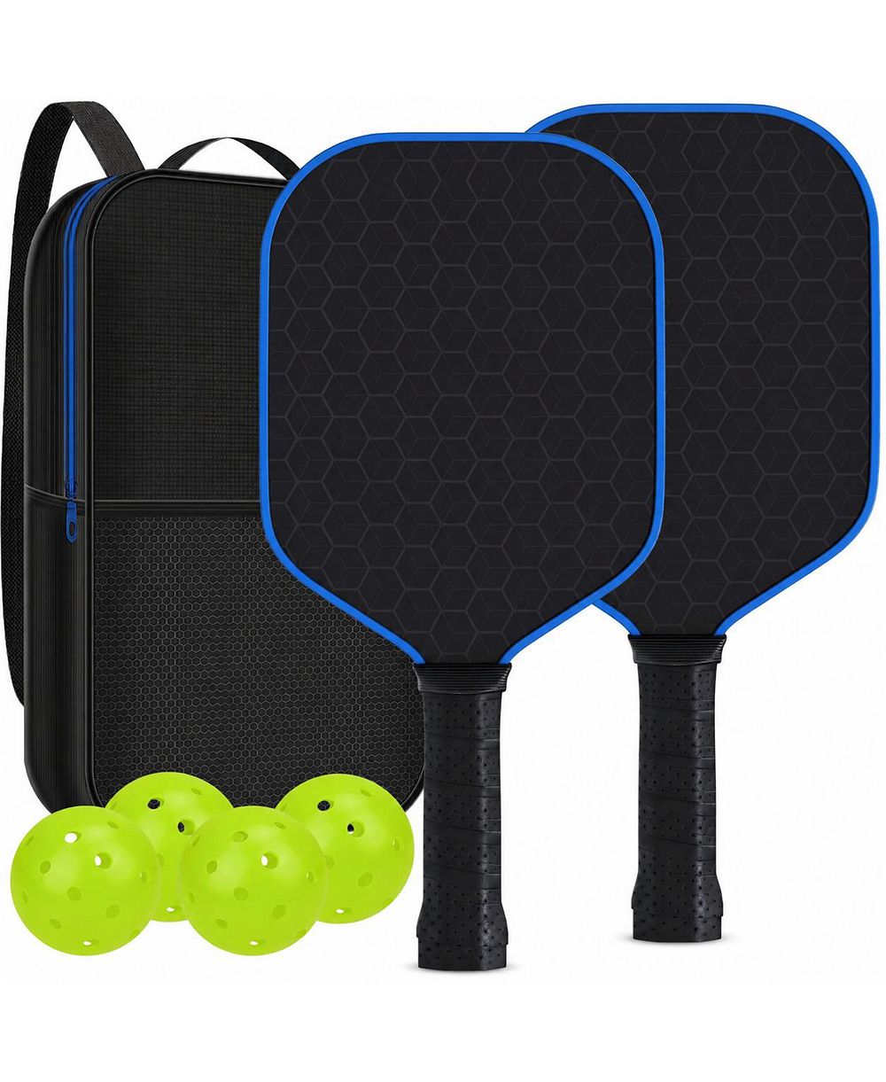 Sportneer USAPA Approved Carbon Fiber Pickleball Paddles Set of 2 with 4 Balls and Carry Bag