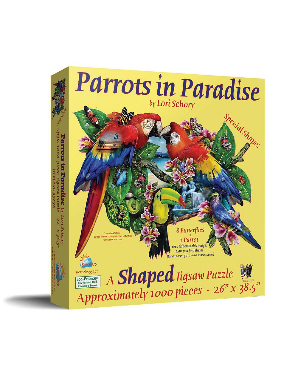 SunsOut Parrots in Paradise Special Shape 1000-Piece Jigsaw Puzzle, Ages 15+