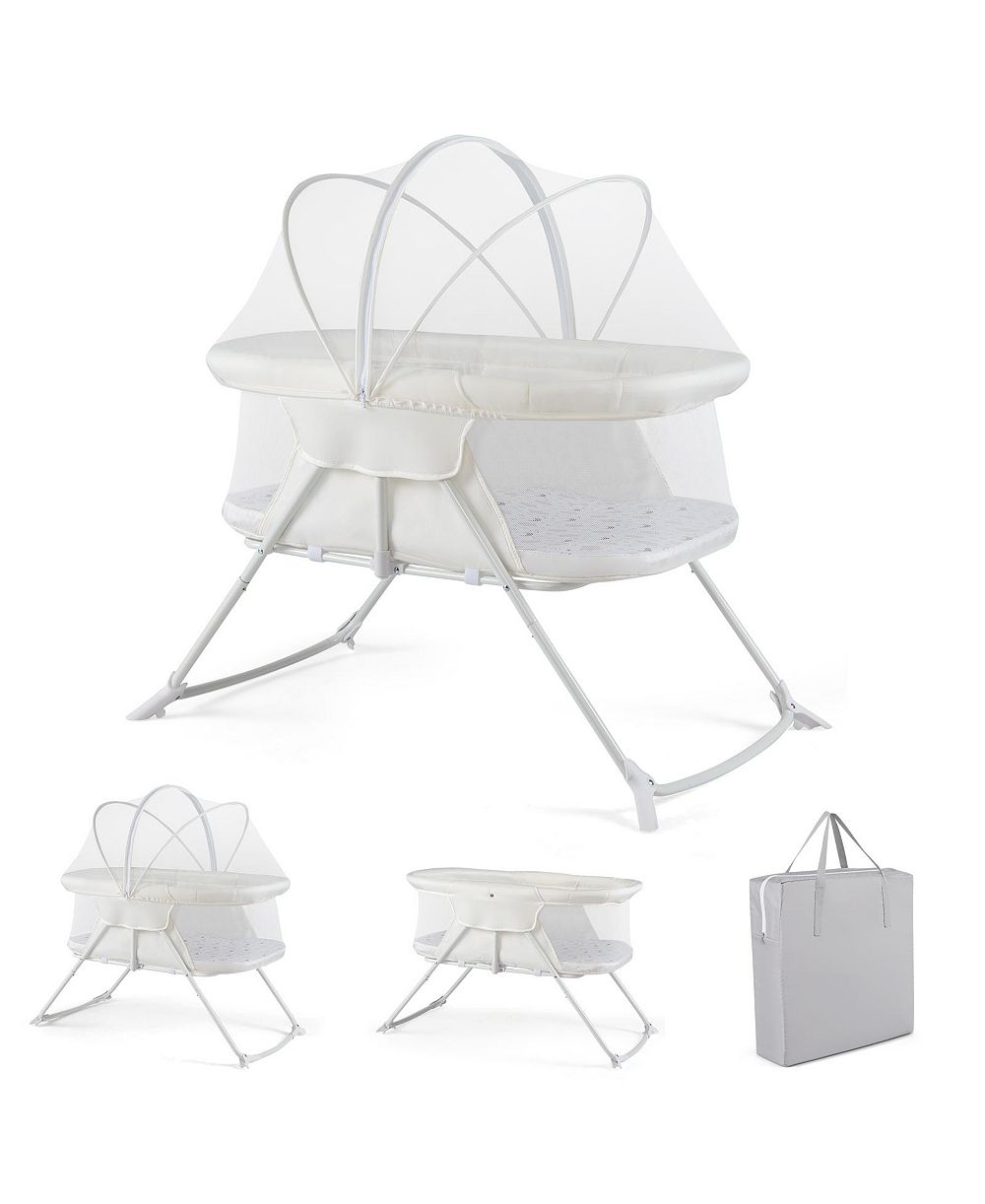 Costway 2 in 1 Baby Bassinet with Rocking Motion with Breathable Mesh