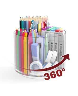Aeelike 360 Degree Rotating Acrylic Desk Organizer 6 Compartment Art Supply Storage