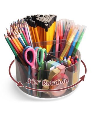 Aeelike 360 Degree Rotating Acrylic Desk Organizer 6 Compartment Art Supply Storage