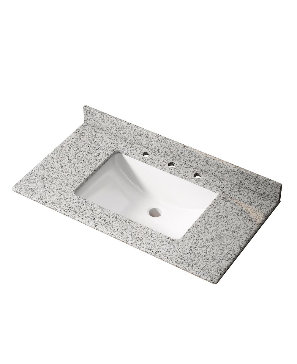 BUSDAYS 36 Inch Bathroom Vanity Top Granite Countertop with Ceramic Sink No Faucet No Drain Set No Sink Stopper