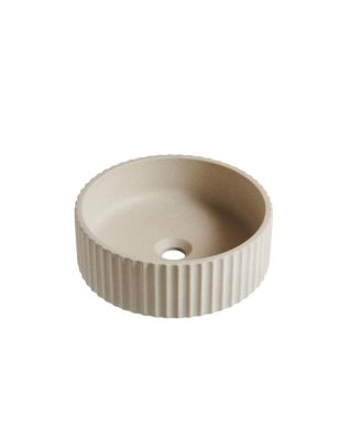 BUSDAYS 14 Inch Cement Beige Round Microcement Basin Bathroom Sink Without Cabinet Faucet or Sink Cover