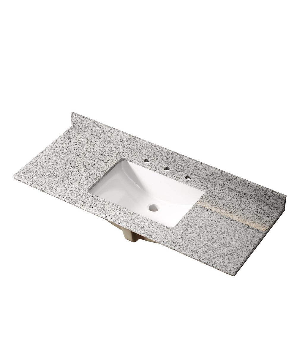 BUSDAYS 48 Inch Bathroom Vanity Top Natural Granite Countertop with White Ceramic Sink No Faucet No Drain Set No Sink Stopper