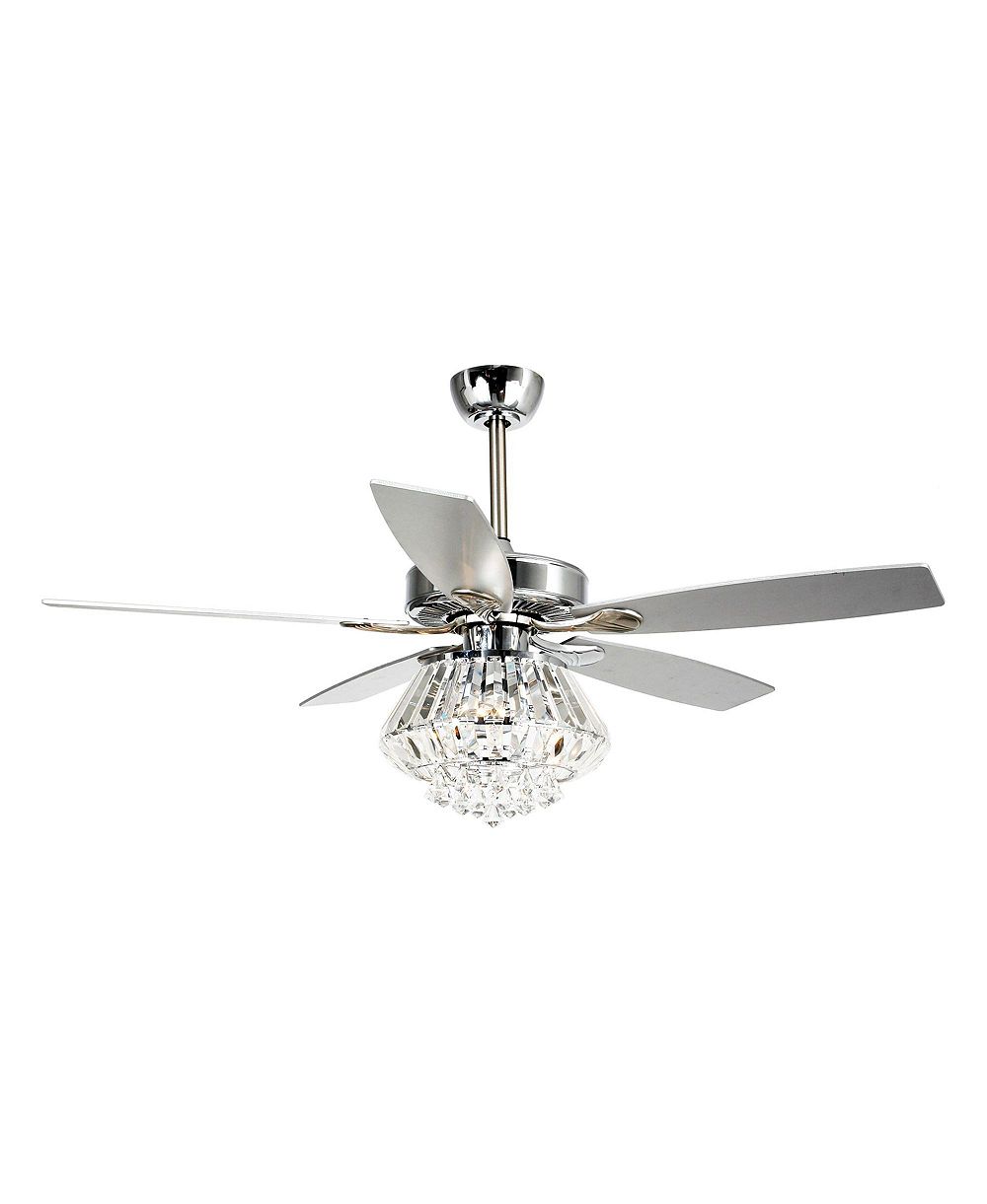 Parrot Uncle Glam Chrome 3-Light 5-Blades Crystal Chandelier Ceiling Fan with Remote and Light Kit