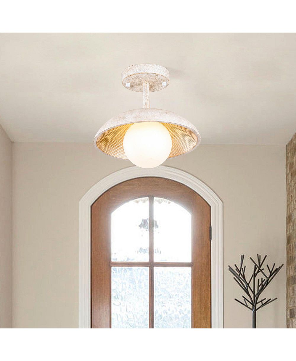 Parrot Uncle Distressed 1-Light Hallway Semi Flush Mount Fixture