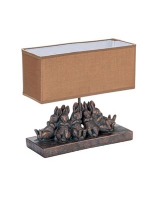 Storied Home Resin Rabbit Table Lamp with Rectangle Linen Shade, Finish