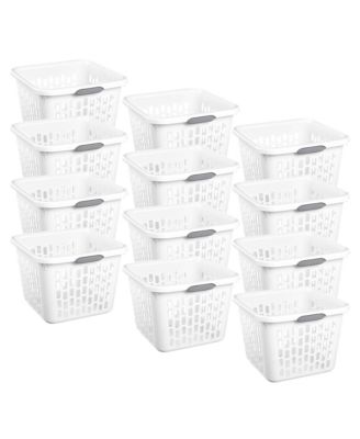 Sterilite Laundry Basket, 1.5 Bushel Plastic Hamper with Handles, White, 12 Pack