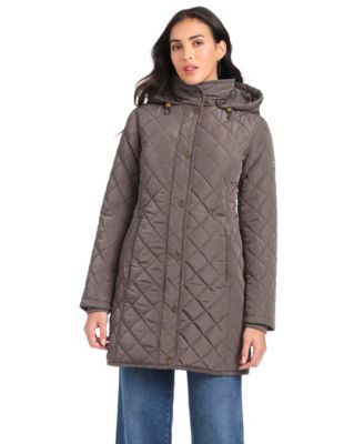 Vince Camuto Women's Hooded Long Mini-Quilt Coat