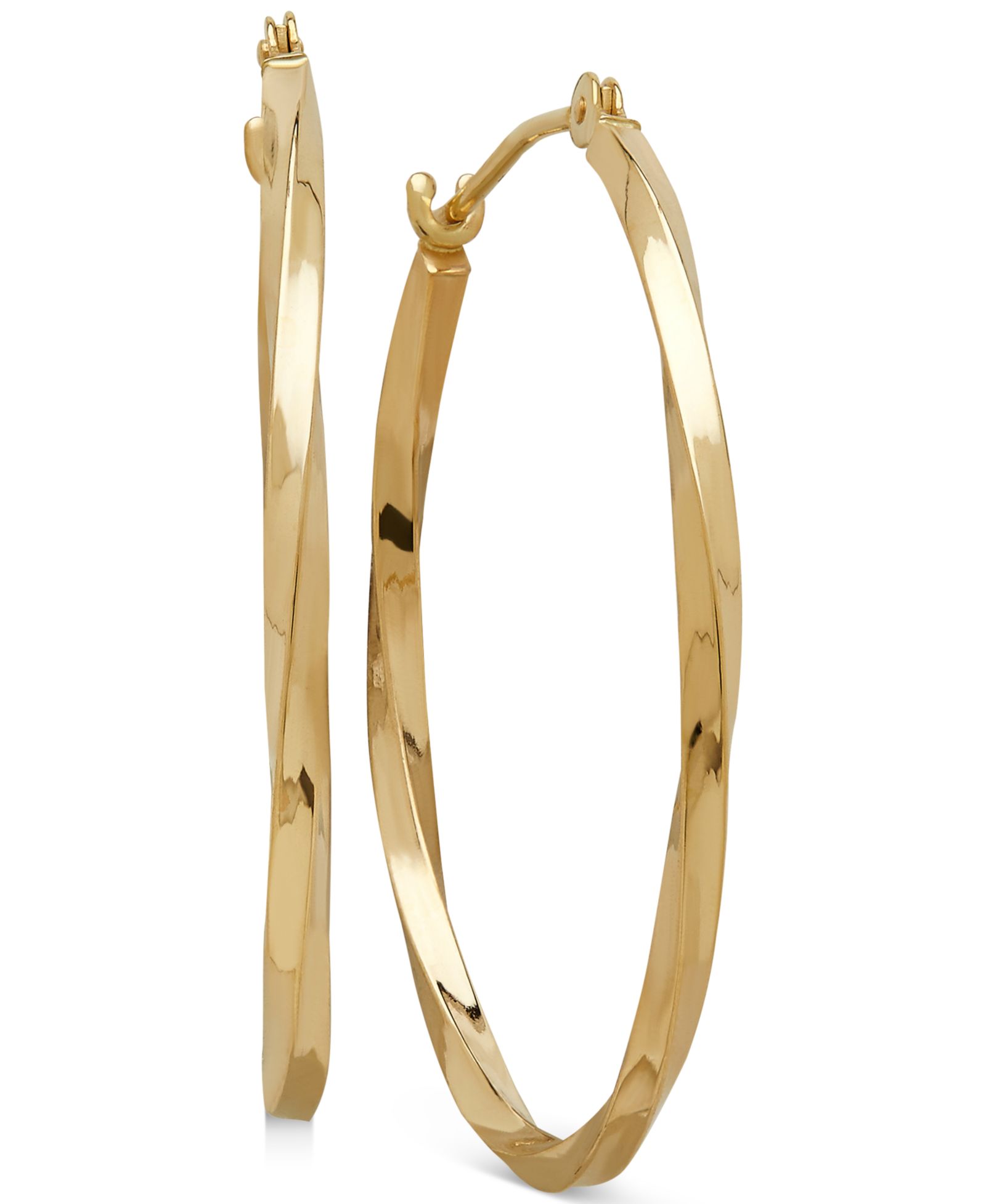 Серьги-кольца Meticulous Thin Twist Oval Hoop in 10k Gold, 1 inch