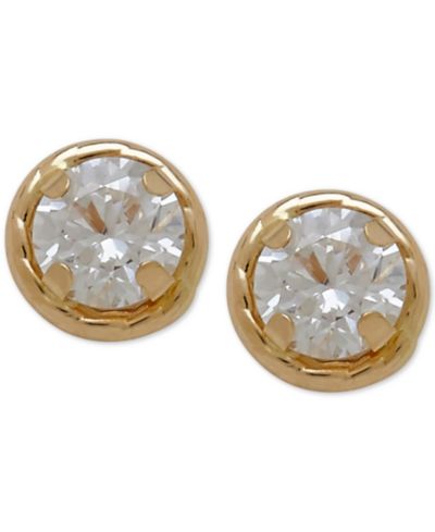 Детские серьги-гвоздики с кубическим цирконием 14k gold
