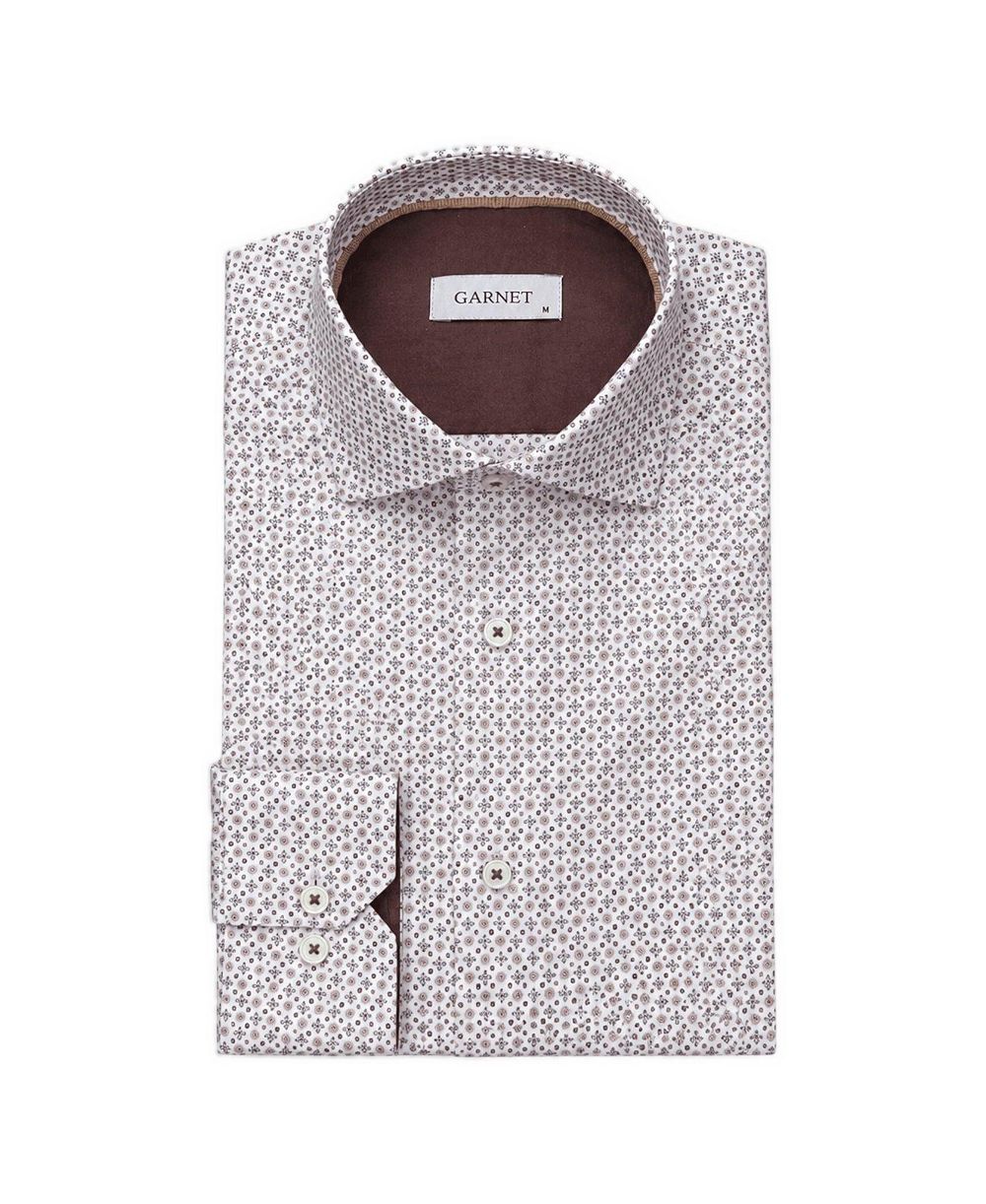 Garnet Men's Regular-Fit Spread-Collar Print Long-Sleeve Button-Down Shirt
