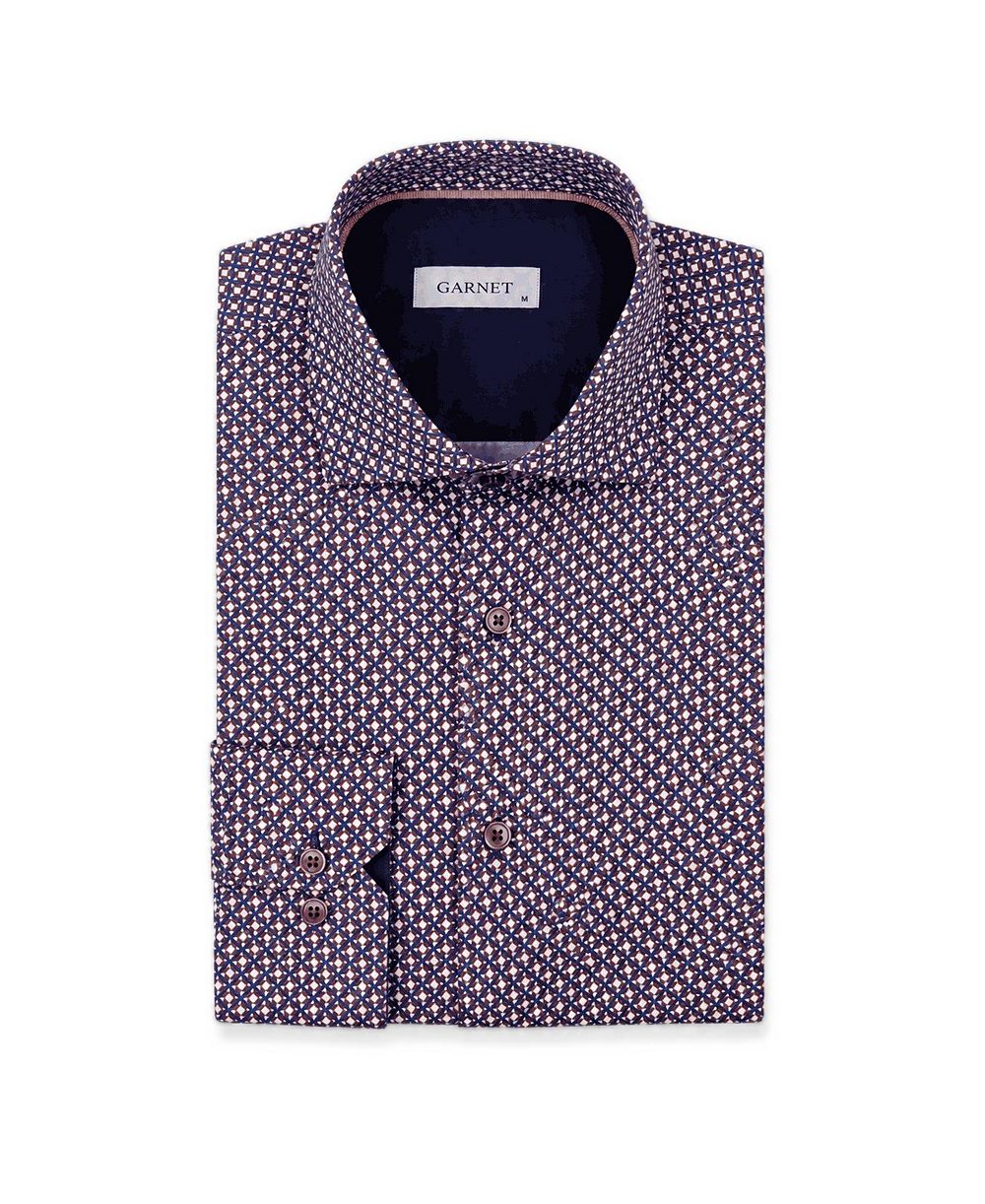 Garnet Men's Regular-Fit Print Long-Sleeve Button-Down Shirt