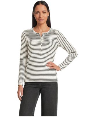 Lands' End Women's Polished Essentials Long-Sleeve Rib-Knit Henley