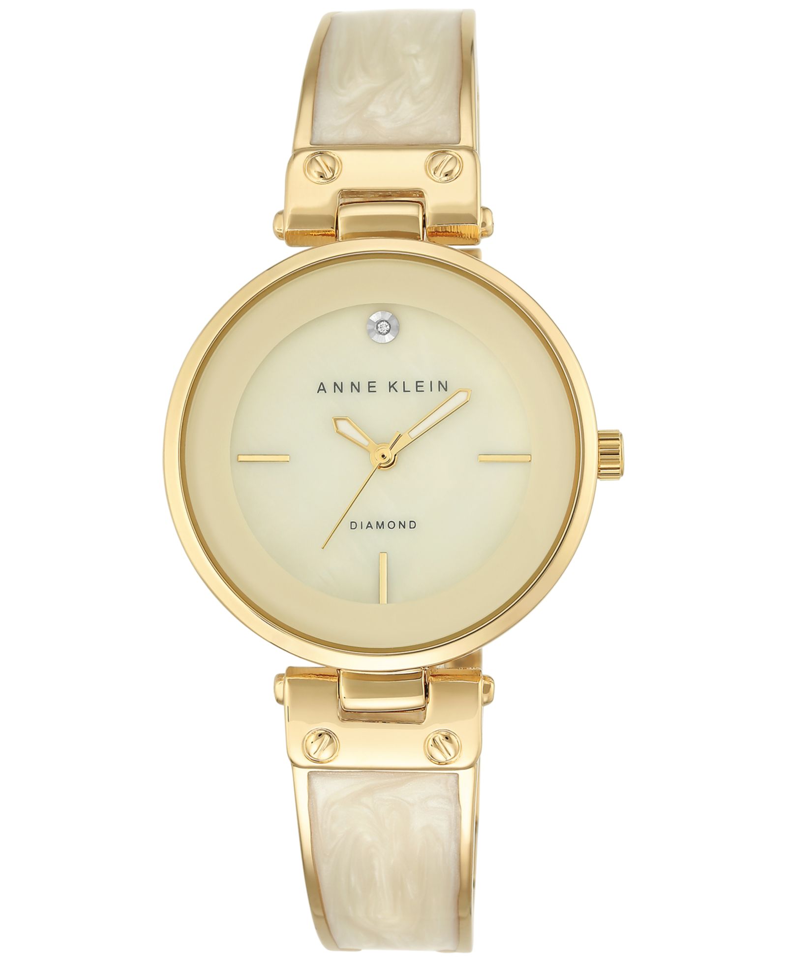 Женские часы Anne Klein Diamond Accent Gold-Tone 34mm